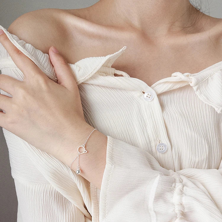 New Fashion Jewelry Beautiful 925 Sterling Silver Bracelets Cat bell Simple Personality Sweet Bracelets - PeticaDeals