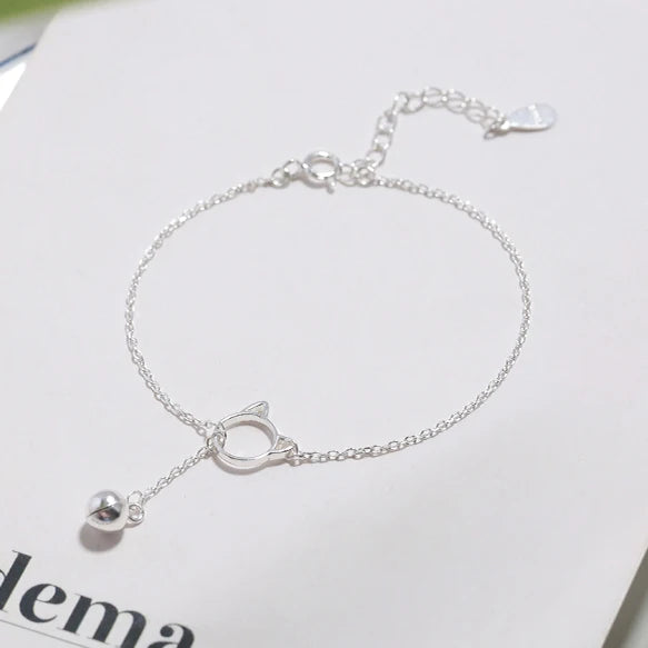 New Fashion Jewelry Beautiful 925 Sterling Silver Bracelets Cat bell Simple Personality Sweet Bracelets - PeticaDeals