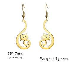 New In Stainless Steel Cat Drop Earrings Cute Animal Earring for Girls Waterproof Jewelry - PeticaDeals