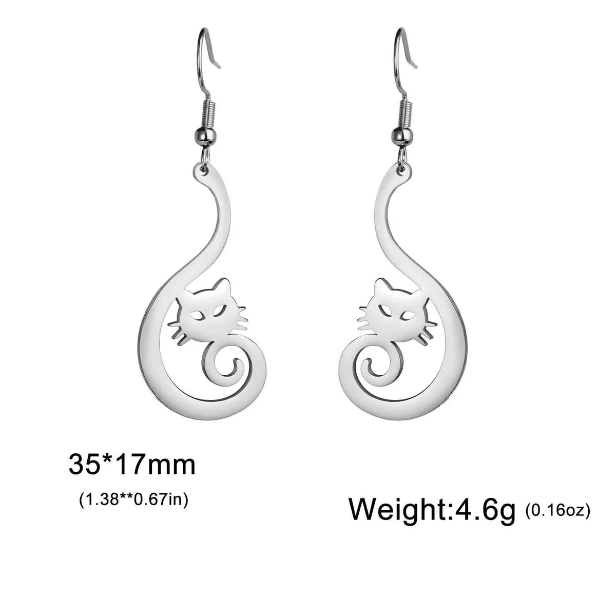 New In Stainless Steel Cat Drop Earrings Cute Animal Earring for Girls Waterproof Jewelry - PeticaDeals