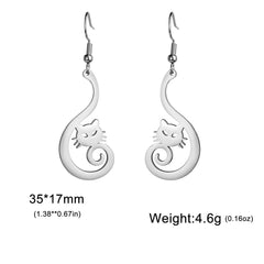 New In Stainless Steel Cat Drop Earrings Cute Animal Earring for Girls Waterproof Jewelry - PeticaDeals