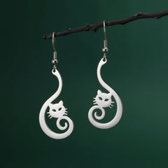 New In Stainless Steel Cat Drop Earrings Cute Animal Earring for Girls Waterproof Jewelry - PeticaDeals