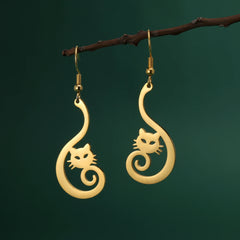 New In Stainless Steel Cat Drop Earrings Cute Animal Earring for Girls Waterproof Jewelry - PeticaDeals