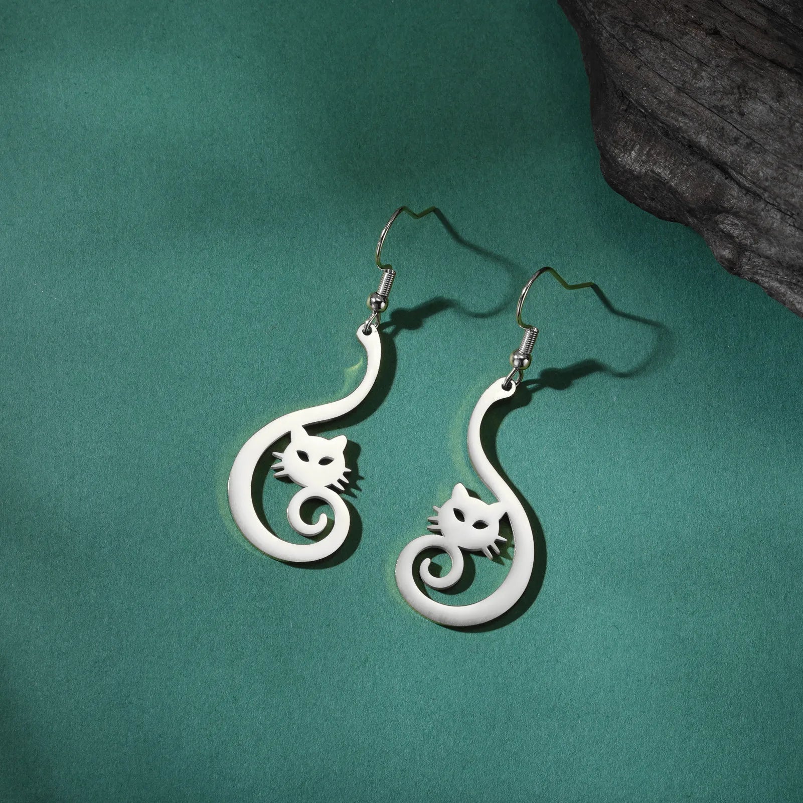 New In Stainless Steel Cat Drop Earrings Cute Animal Earring for Girls Waterproof Jewelry - PeticaDeals