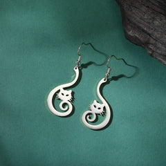 New In Stainless Steel Cat Drop Earrings Cute Animal Earring for Girls Waterproof Jewelry - PeticaDeals