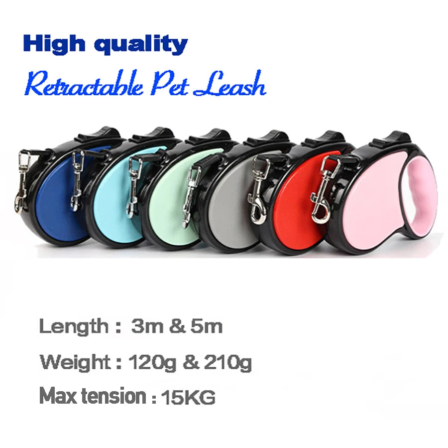 New Retractable Pet Leash 3m 5m Automatic Durable Nylon Dog Lead Extending - PeticaDeals