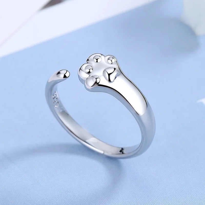 New in 925 Sterling Silver Cat Paw Rings For Women Luxury Jewelry Gift Female - PeticaDeals