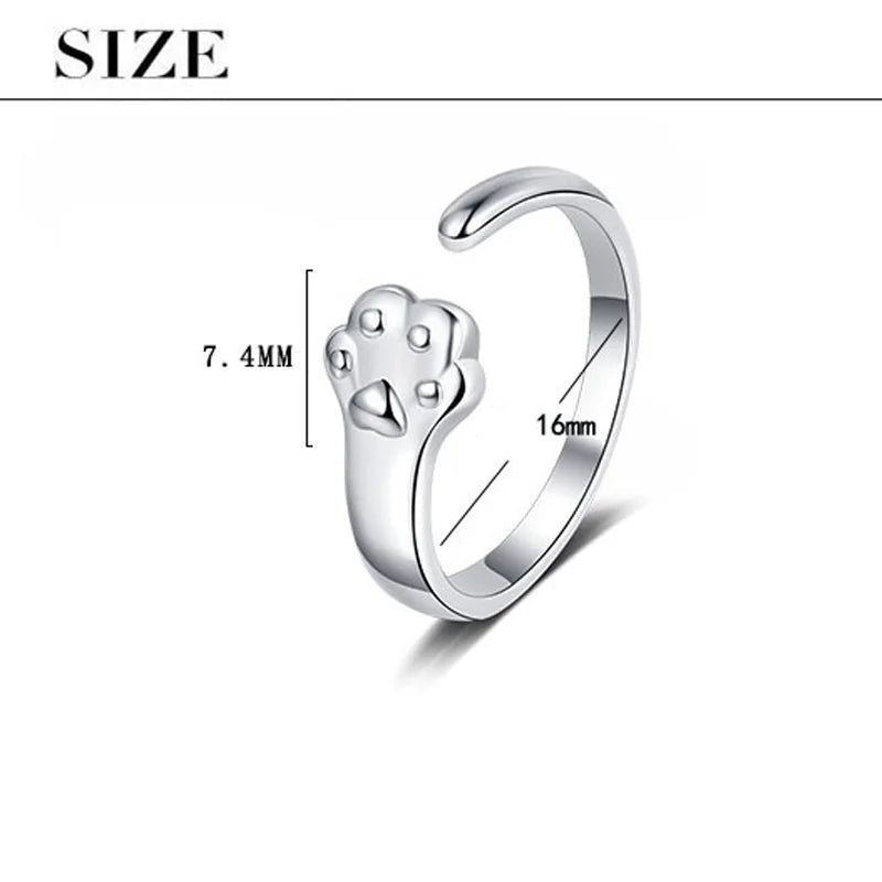 New in 925 Sterling Silver Cat Paw Rings For Women Luxury Jewelry Gift Female - PeticaDeals