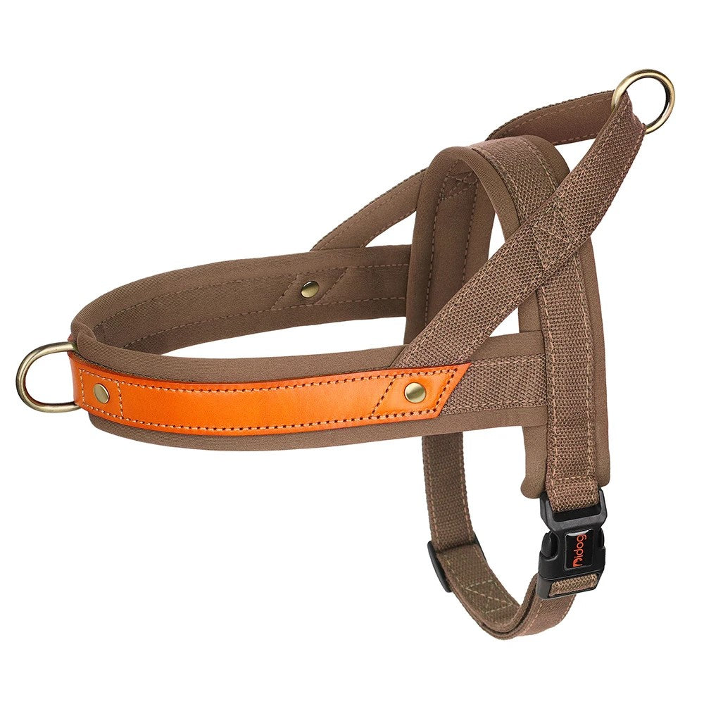No Pull Padded Nylon and PU Leather Pet Dog Collar Harness Leash Set - PeticaDeals