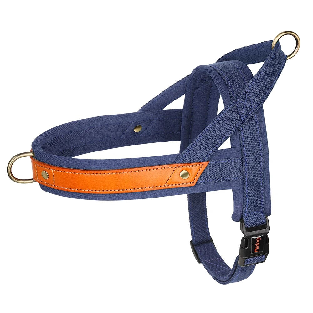 No Pull Padded Nylon and PU Leather Pet Dog Collar Harness Leash Set - PeticaDeals