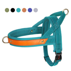 No Pull Padded Nylon and PU Leather Pet Dog Harness - PeticaDeals