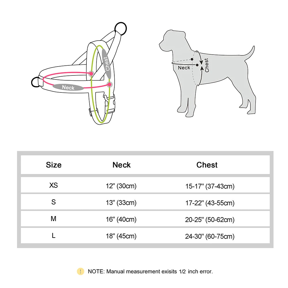 No Pull Padded Nylon and PU Leather Pet Dog Harness - PeticaDeals