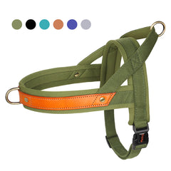 No Pull Padded Nylon and PU Leather Pet Dog Harness - PeticaDeals