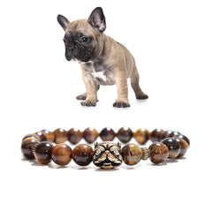 Noter French Bulldog Bracelets For Men, Women Vintage Dog Paw Natural Tiger Eye Bracelet - PeticaDeals