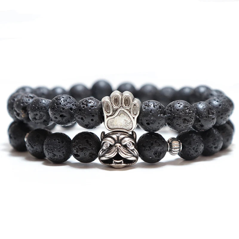 Noter French Bulldog Bracelets For Men, Women Vintage Dog Paw Natural Tiger Eye Bracelet - PeticaDeals