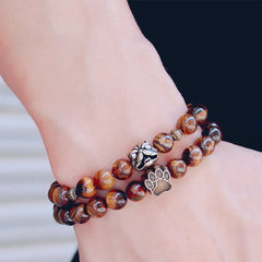 Noter French Bulldog Bracelets For Men, Women Vintage Dog Paw Natural Tiger Eye Bracelet - PeticaDeals