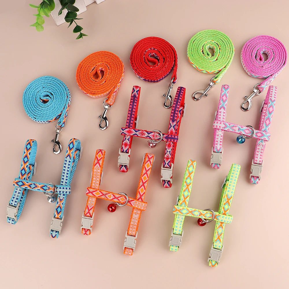 Nylon Adjustable Cat Dog Harness and Leash Set Vest - PeticaDeals