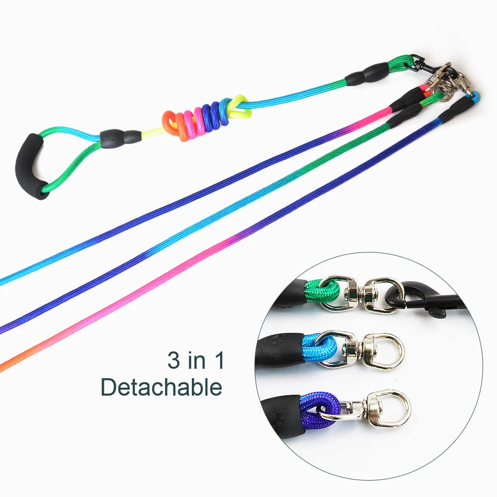 Nylon Dog Leash Durable for three Dogs Double Leashes for small and big Dogs - PeticaDeals
