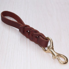 One step Short Dog Leash Braided Real Leather Traction Belt - PeticaDeals