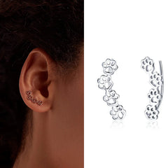 Paw Dog Footprint Black Stud Earrings 925 Sterling Silver For Women - PeticaDeals