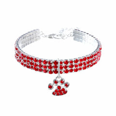 Paw Pet Collar Rhinestone Adjustable Neck - PeticaDeals