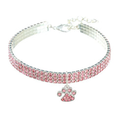 Paw Pet Collar Rhinestone Adjustable Neck - PeticaDeals