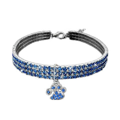 Paw Pet Collar Rhinestone Adjustable Neck - PeticaDeals