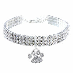 Paw Pet Collar Rhinestone Adjustable Neck - PeticaDeals