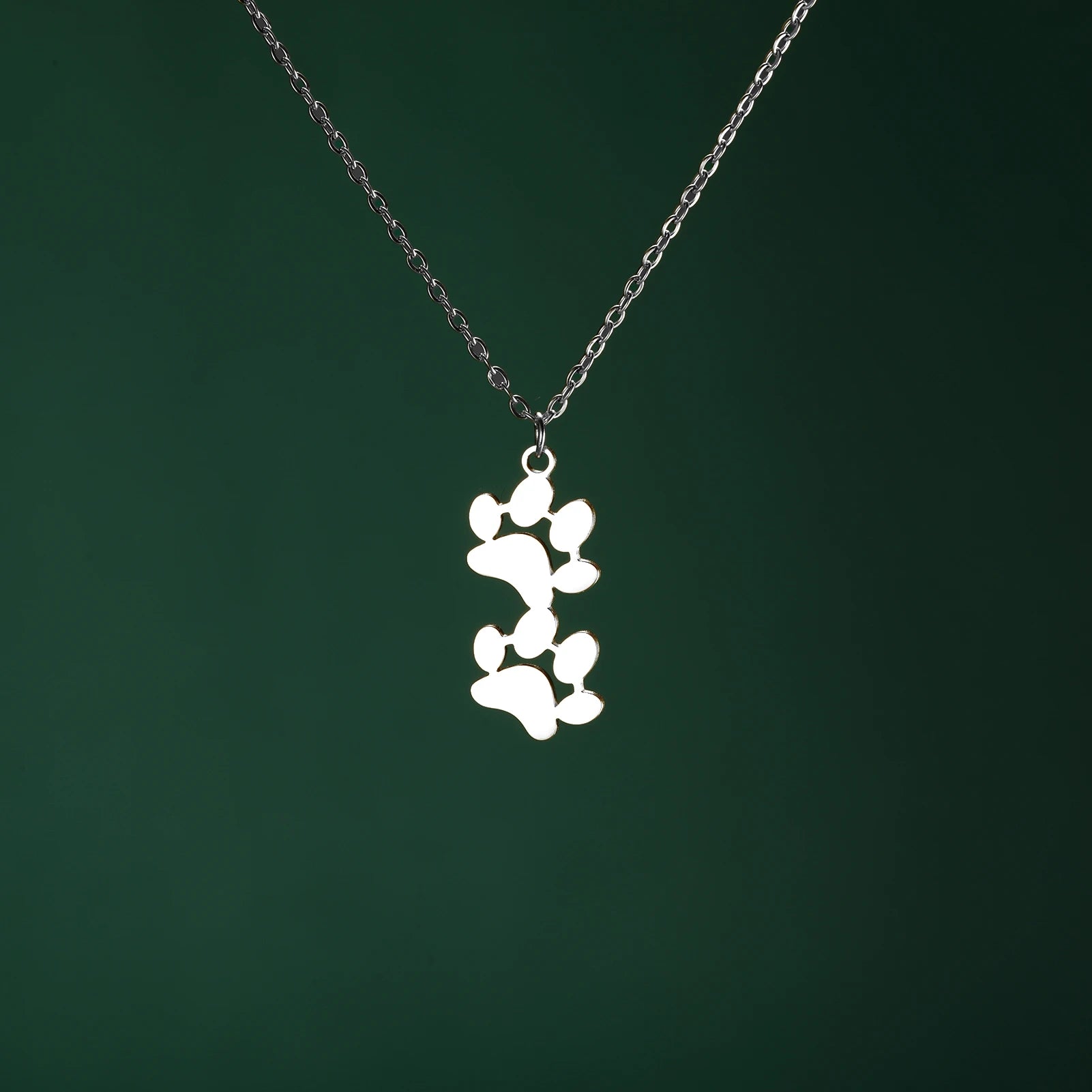 Pendant Necklace Stainless Steel Dog Cat Pet Paw Chain Necklace Women Minimalist Animal Jewelry - PeticaDeals