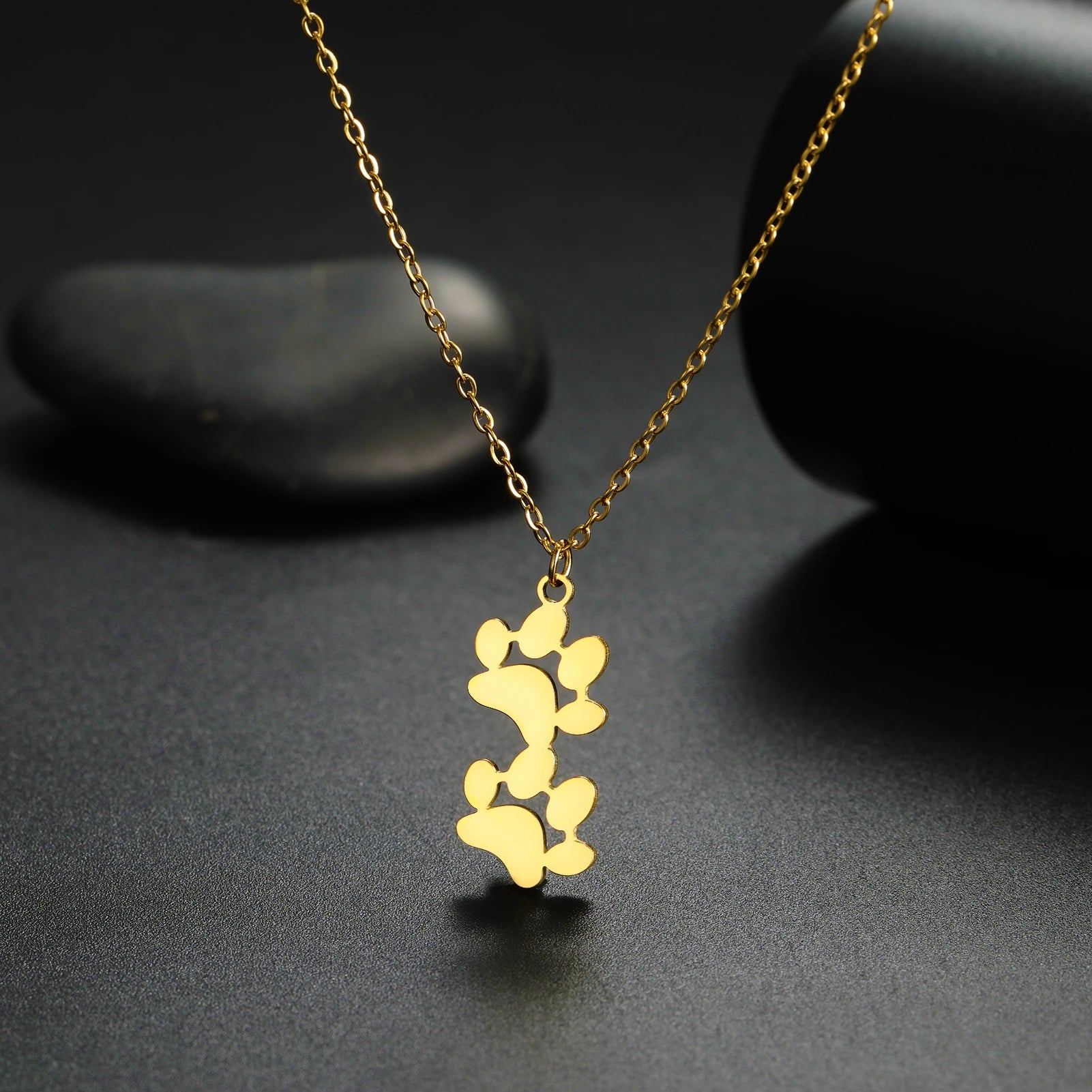 Pendant Necklace Stainless Steel Dog Cat Pet Paw Chain Necklace Women Minimalist Animal Jewelry - PeticaDeals