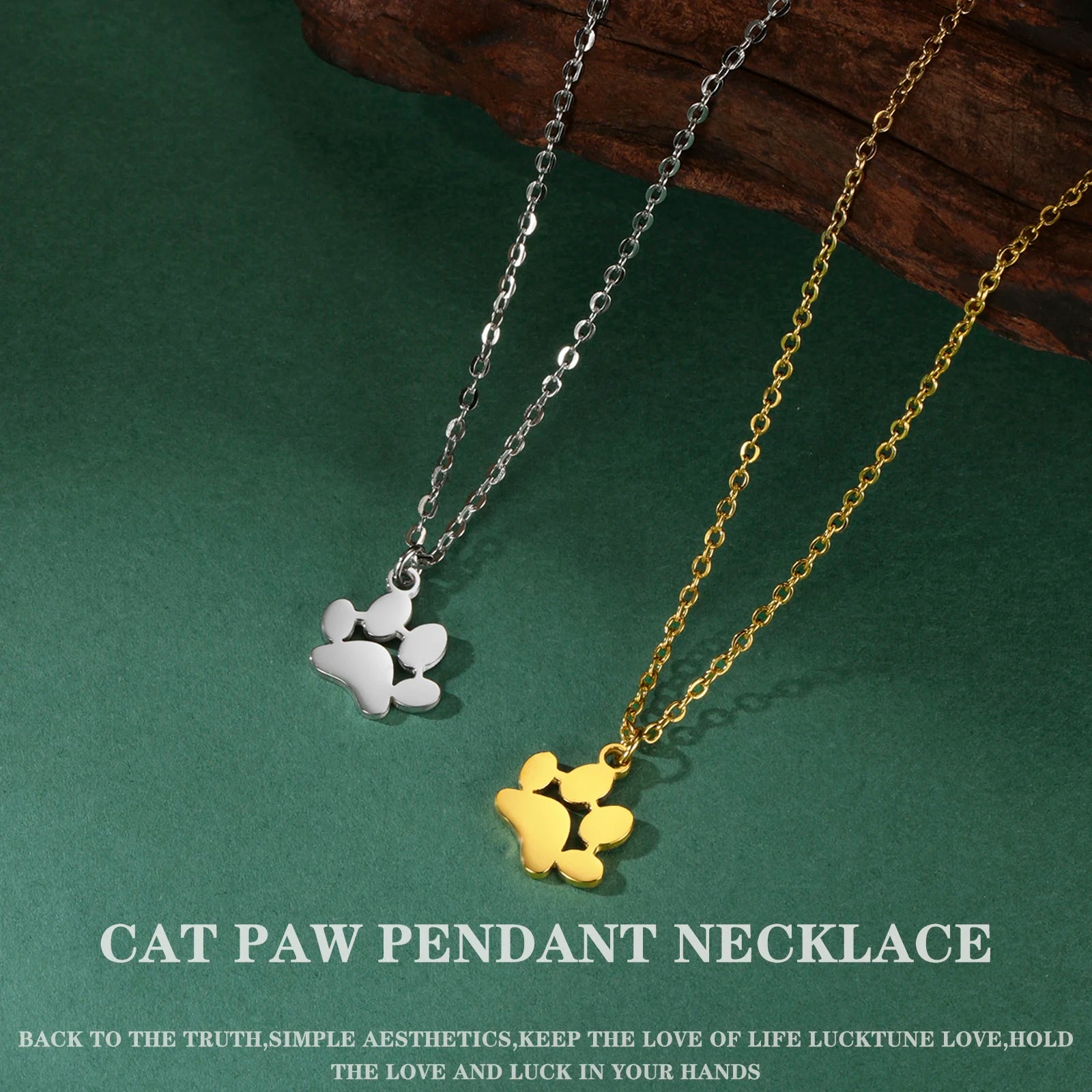Pendant Necklace Stainless Steel Dog Cat Pet Paw Chain Necklace Women Minimalist Animal Jewelry - PeticaDeals