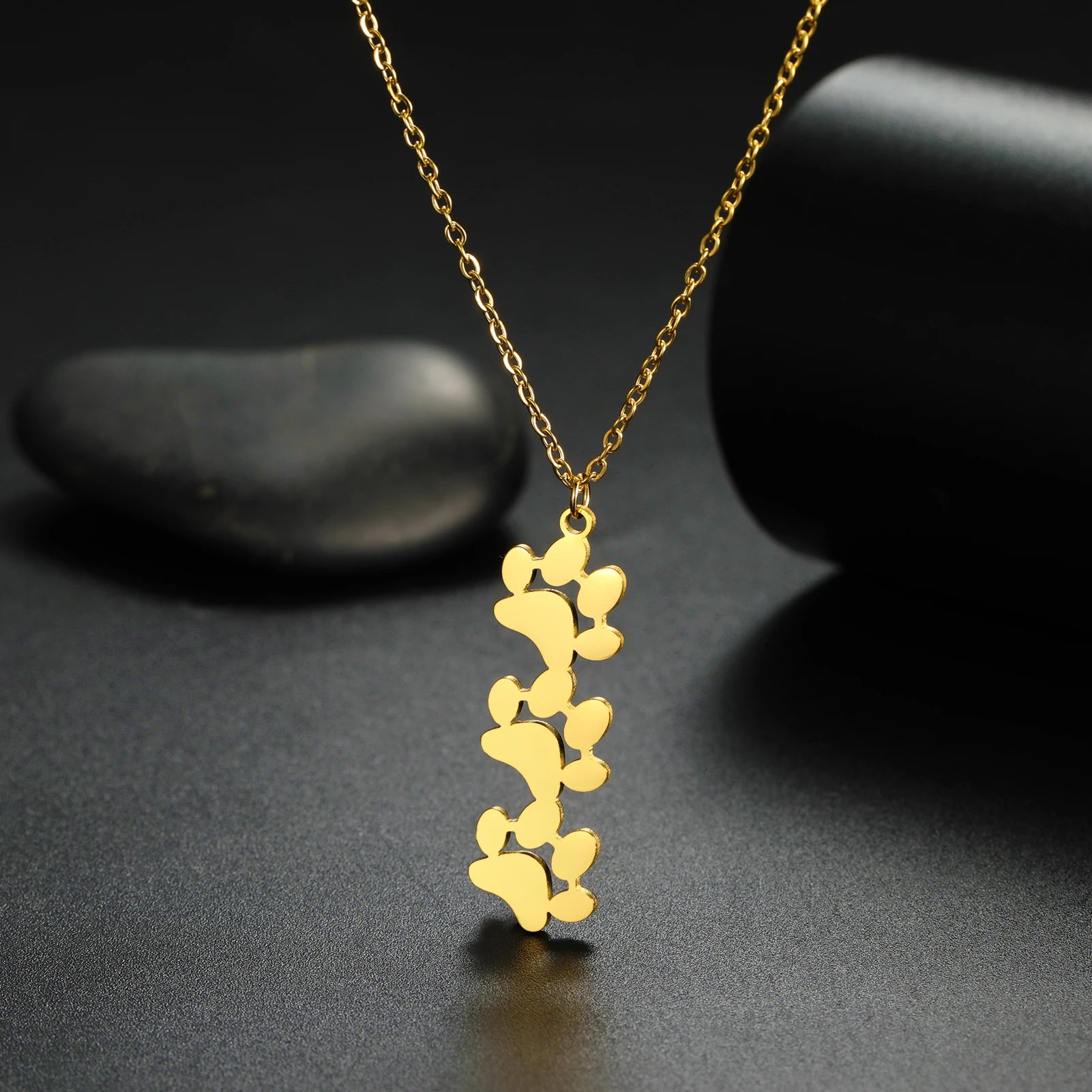 Pendant Necklace Stainless Steel Dog Cat Pet Paw Chain Necklace Women Minimalist Animal Jewelry - PeticaDeals