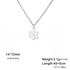 Pendant Necklace Stainless Steel Dog Cat Pet Paw Chain Necklace Women Minimalist Animal Jewelry - PeticaDeals