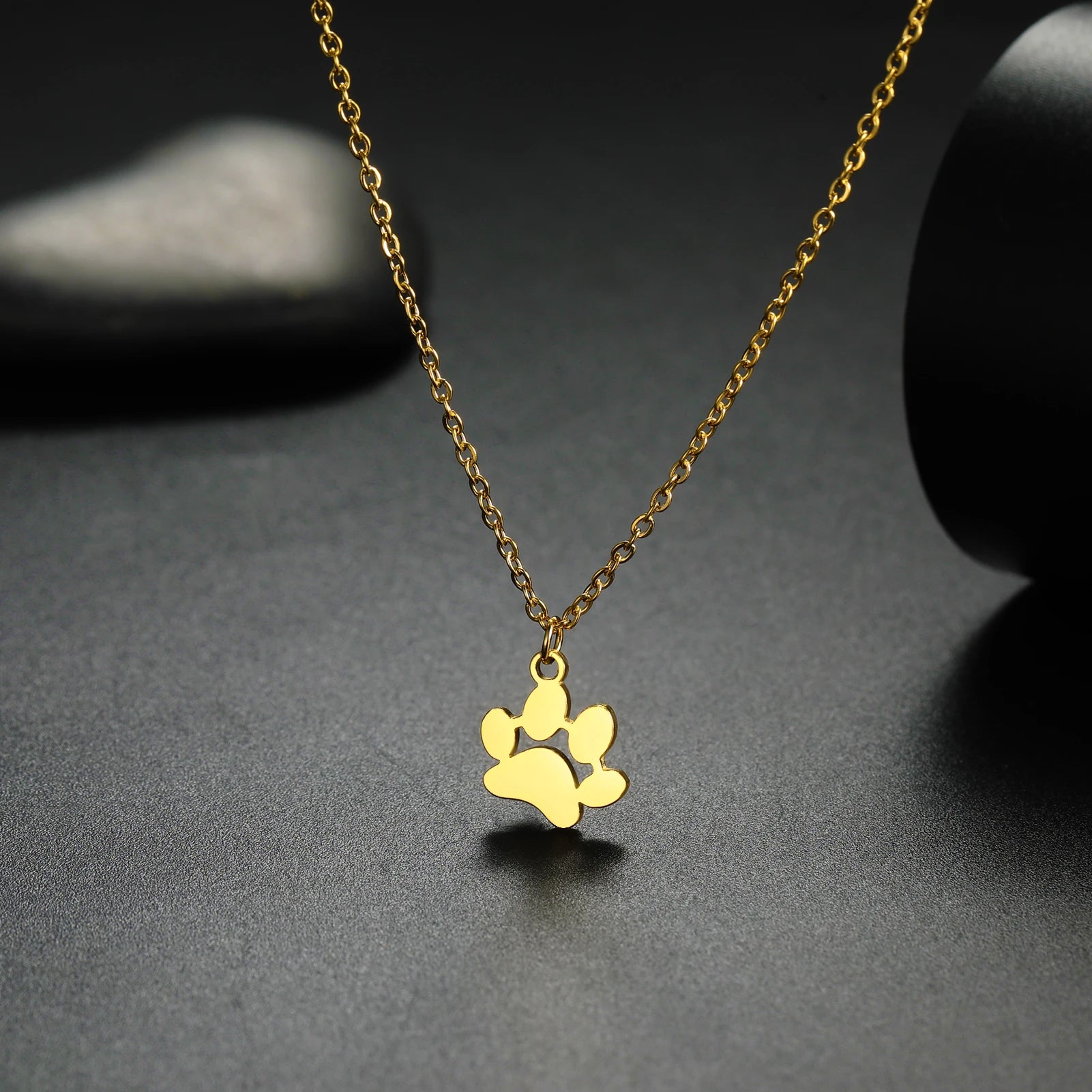 Pendant Necklace Stainless Steel Dog Cat Pet Paw Chain Necklace Women Minimalist Animal Jewelry - PeticaDeals