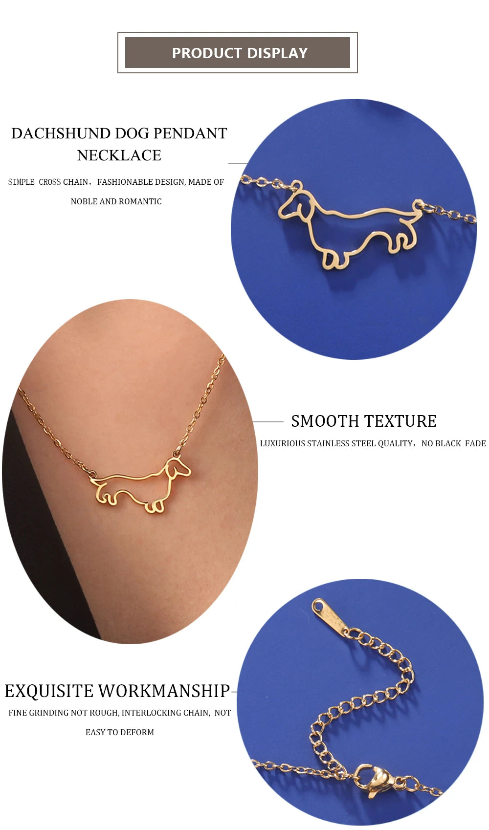 Pendant Necklace for Women Stainless Steel Cute Pet Animal Chain Necklace Fashion Jewelry - PeticaDeals