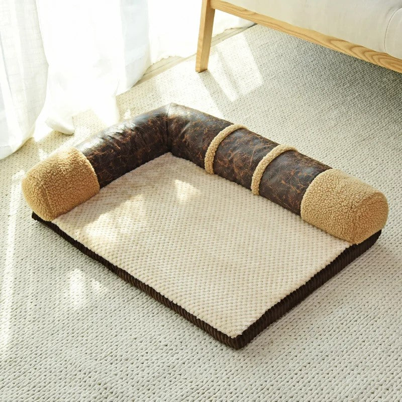 Pet Dog Bed Soft Cushion L-Shaped - PeticaDeals