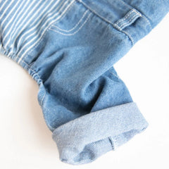 Pet Autumn Winter Striped Patchwork Denim Straps Pet Pants - PeticaDeals