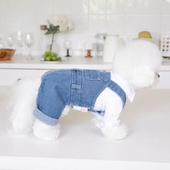 Pet Autumn Winter Striped Patchwork Denim Straps Pet Pants - PeticaDeals