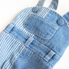 Pet Autumn Winter Striped Patchwork Denim Straps Pet Pants - PeticaDeals