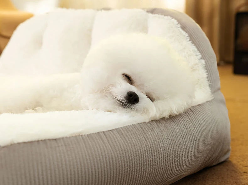 Pet Bed Cozy Square Plush Kennel Sofa Bed - PeticaDeals