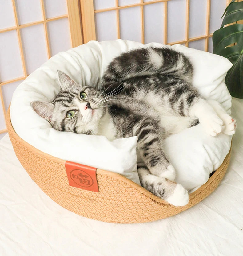 Pet Bed Kennel for Cat Puppy Dog Beds Sofa Handmade Bamboo - PeticaDeals
