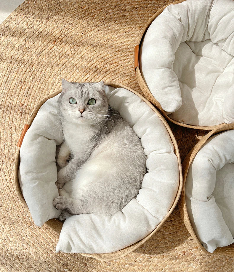 Pet Bed Kennel for Cat Puppy Dog Beds Sofa Handmade Bamboo - PeticaDeals