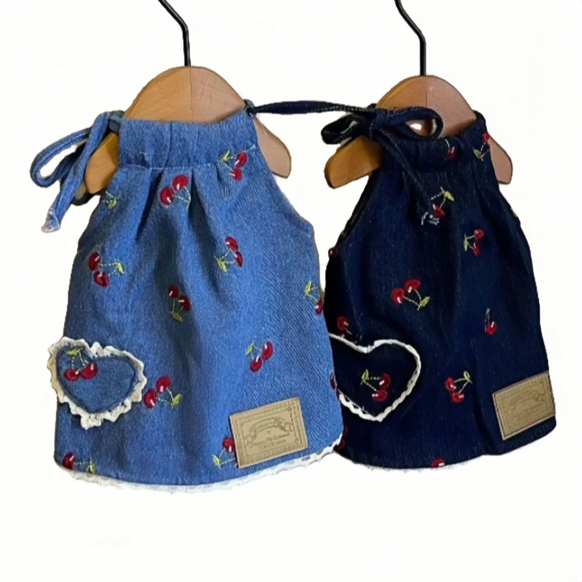 Pet Denim Skirt Cherry Strap Skirt - PeticaDeals