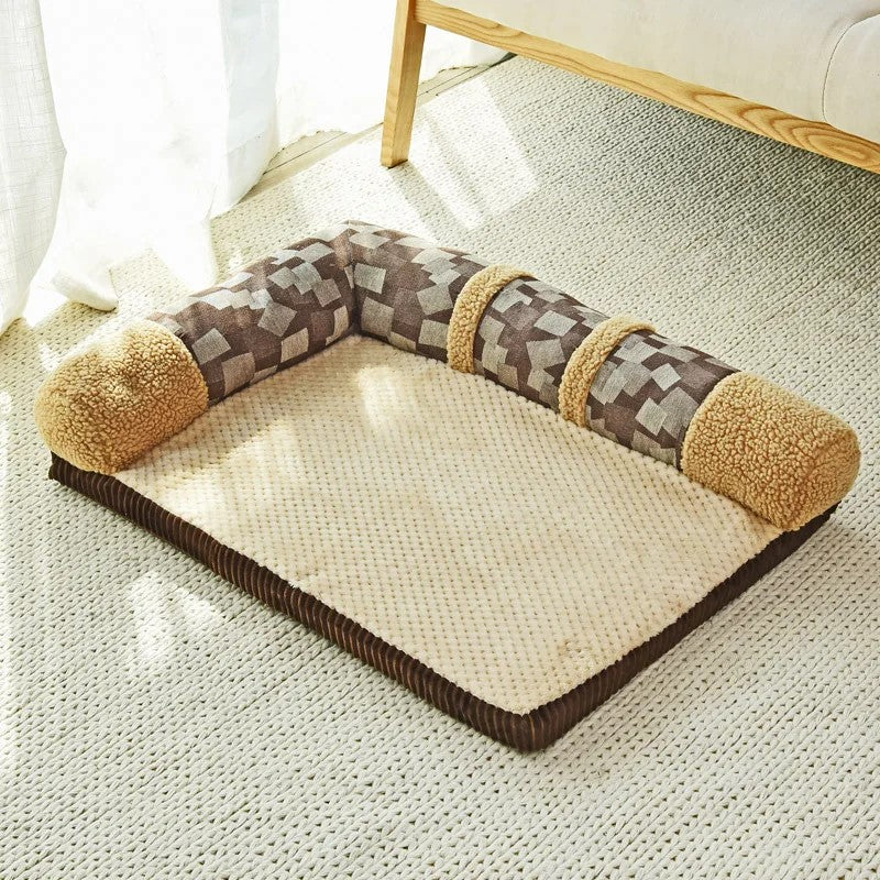 Pet Dog Bed Soft Cushion L-Shaped - PeticaDeals