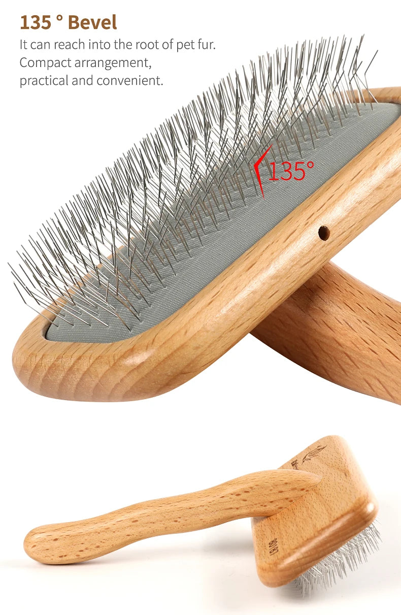 Pet Grooming Comb Wooden Handle Needle Comb For Hair Pet Brush Beauty Brush - PeticaDeals