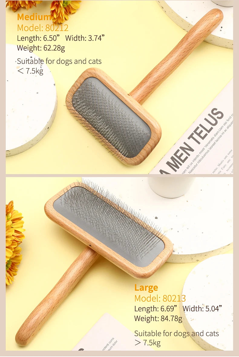 Pet Grooming Comb Wooden Handle Needle Comb For Hair Pet Brush Beauty Brush - PeticaDeals
