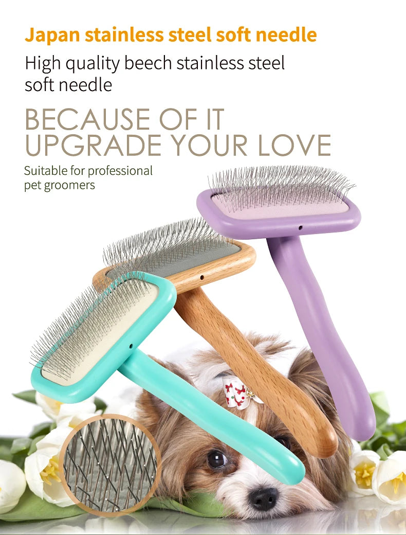 Pet Grooming Comb Wooden Handle Needle Comb For Hair Pet Brush Beauty Brush - PeticaDeals