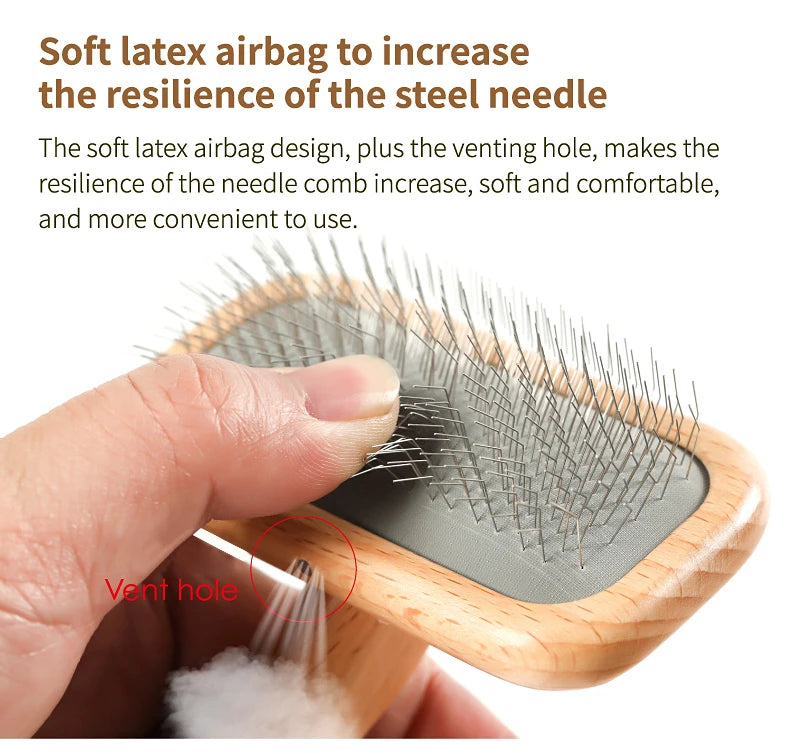 Pet Grooming Comb Wooden Handle Needle Comb For Hair Pet Brush Beauty Brush - PeticaDeals