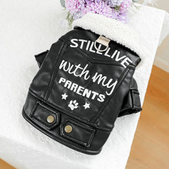 Pet Leather Fur Collar Fur Coat - PeticaDeals