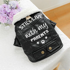 Pet Leather Fur Collar Fur Coat - PeticaDeals